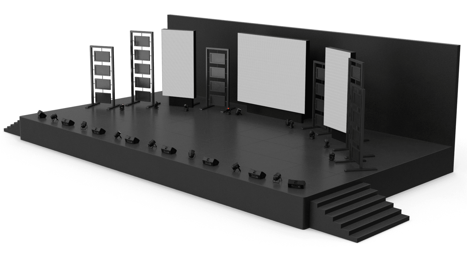 modern black stage with led screens
