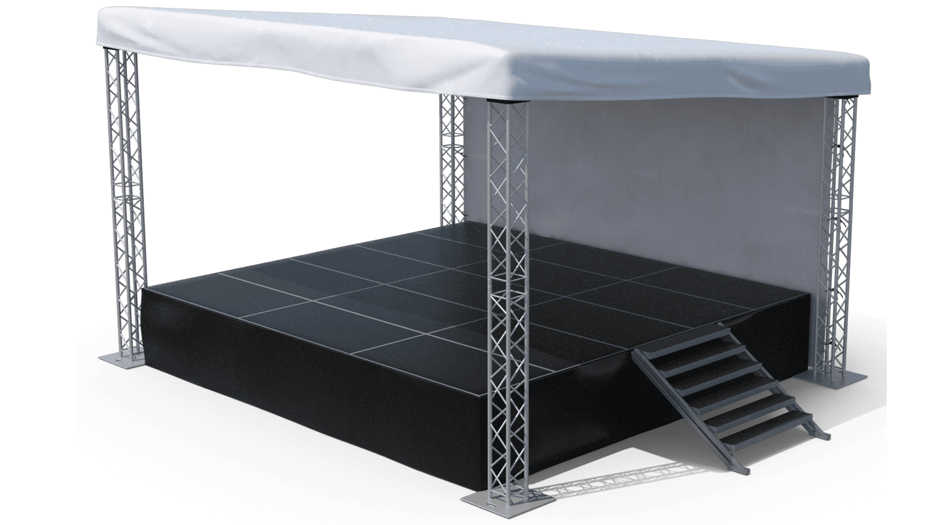 outdoor stage with canopy and stairs