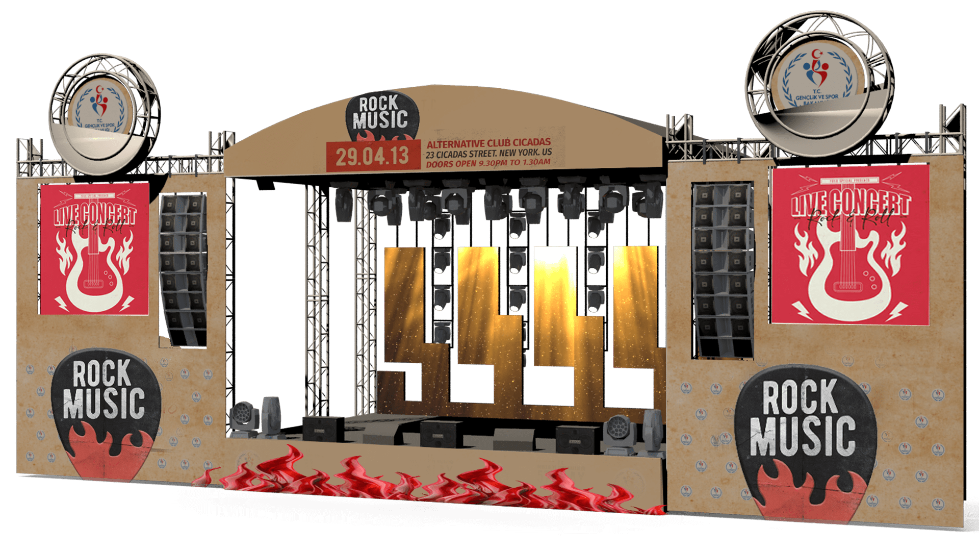 rock music live concert stage setup